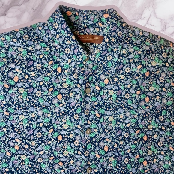 Tori Richard Men’s Long Sleeve Cotton Button-Down Shirt in Navy Blue “Lawn” Sz M - Picture 6 of 13